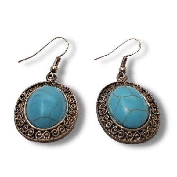 Gray & Turquoise Earrings - Picture 2 of 2